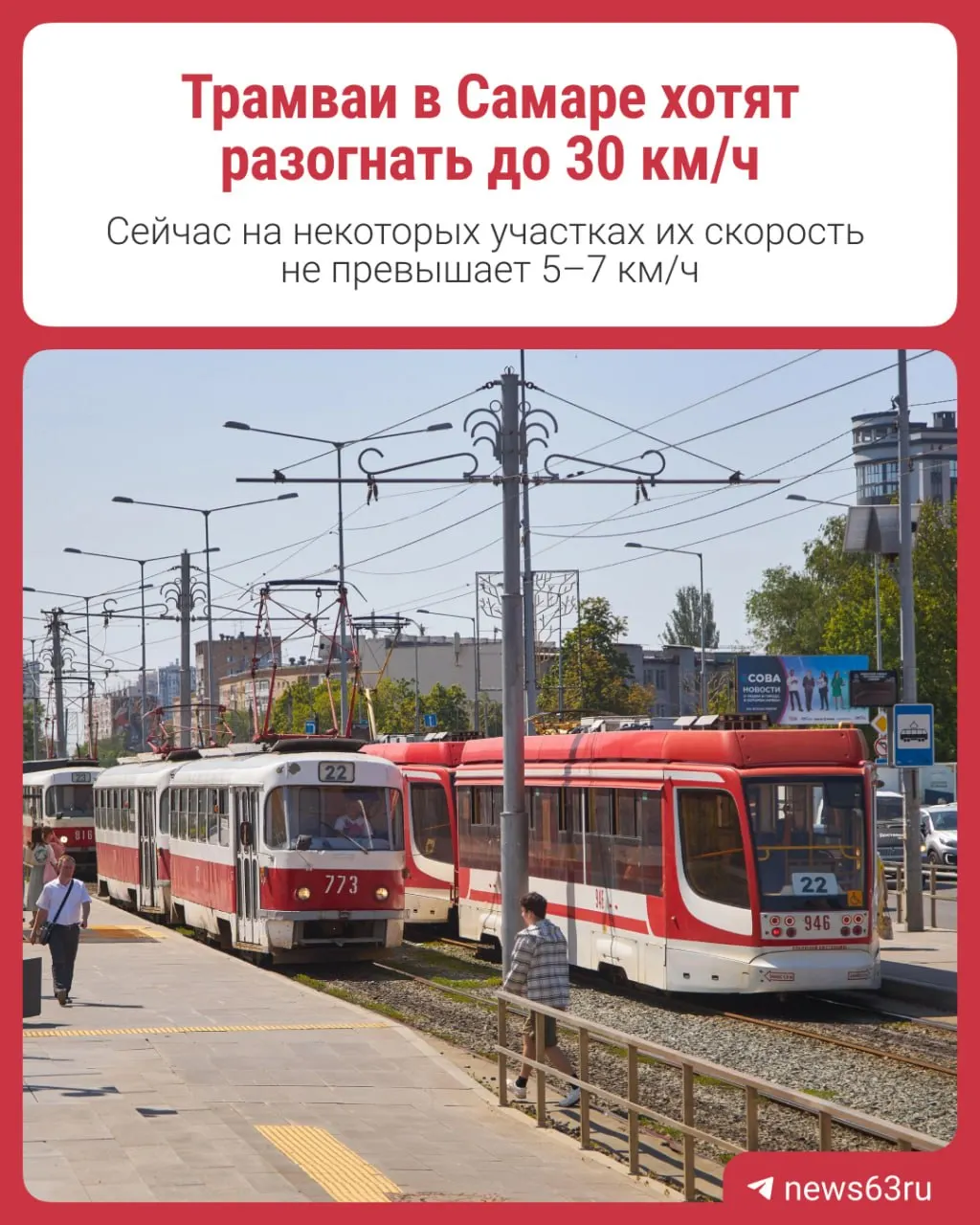 Глава города после проверки ремонта на Ново‑Садовой заявил, что цель — вывести трамваи на нормативные 30 км/ч; работы идут по графику, подрядчик применяет новую технологию укладки.