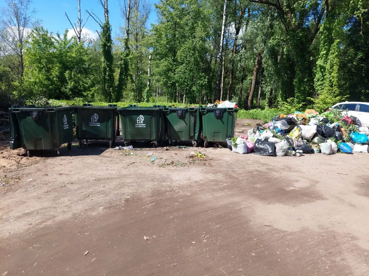 Муниципальные службы снова не успели убрать мусор на Западном и Рождественском кладбищах перед праздником Троица.