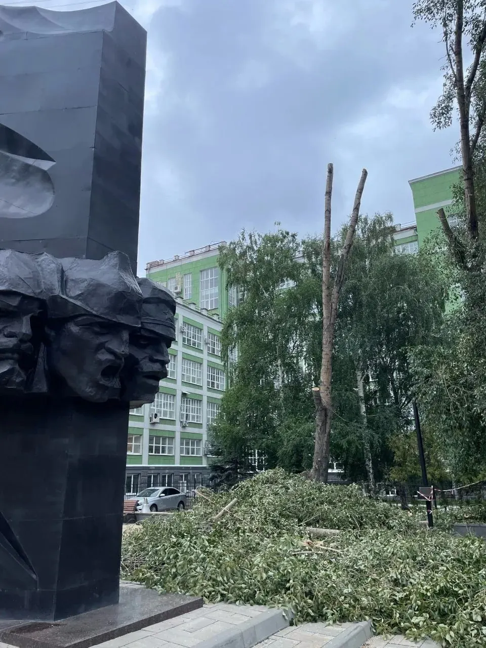На перекрёстке Красноармейской и Чапаевской горожане заметили срубленные и кронированные деревья. В администрации заявили, что одно дерево было аварийным, остальные работы выполнены по правилам благоустройства.