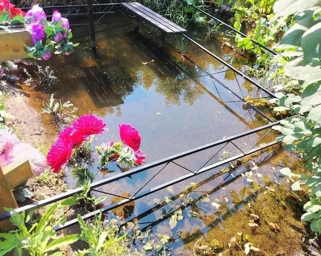 На Ново‑Южном кладбище в Омске из‑за порыва водопровода подтоплены участки захоронений: вода достигает почти колена, некоторые могилы частично ушли под воду. В мэрии заявили, что сети принадлежат заводу «Омскшина», сроки устранения подтопления не называются.