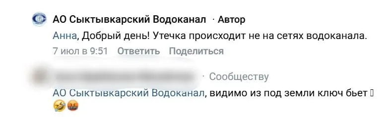 Сыктывкарский водоканал сообщил, что заметный поток воды на улице Морозова в Давпоне не относится к их сетям. Источник утечки выясняют компетентные службы.