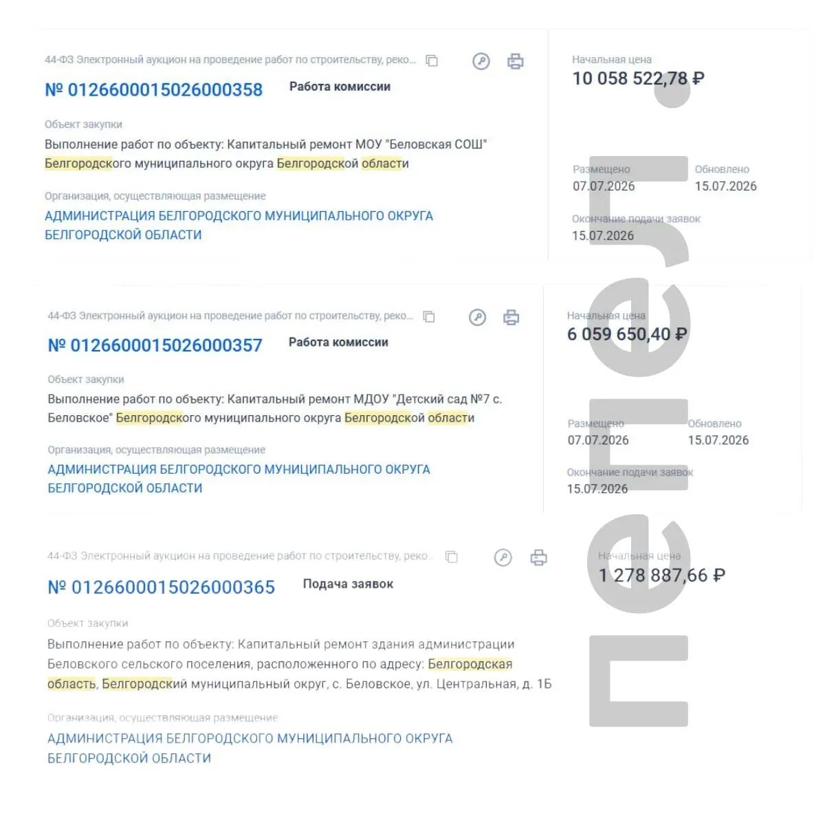 Муниципалитет объявил закупки на ремонт школы, детского сада и здания администрации после взрыва склада боеприпасов 8 июня — работы должны завершить до 20 августа 2026 года.