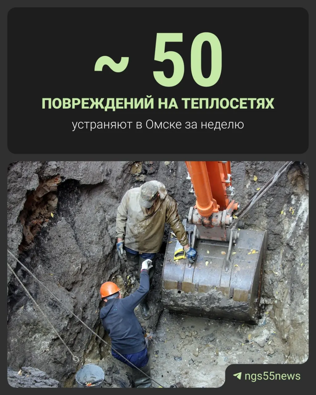 АО «Тепловая компания» сообщает, что в Омске еженедельно ликвидируют примерно 50 повреждений теплосетей; с 2025 года не зафиксировано случаев отключения тепла более чем на сутки.