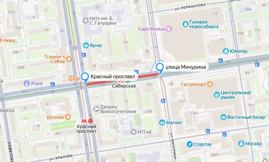 На участке Гоголя от Мичурина до Красного проспекта планируются ограничения движения и установка ограждений в связи с предстоящим ремонтом дороги.