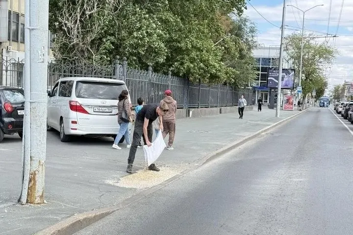 Житель Саратова засыпал яму у дороги щебнем, чтобы не ждать помощи городских служб и тем самым сэкономить бюджет города.