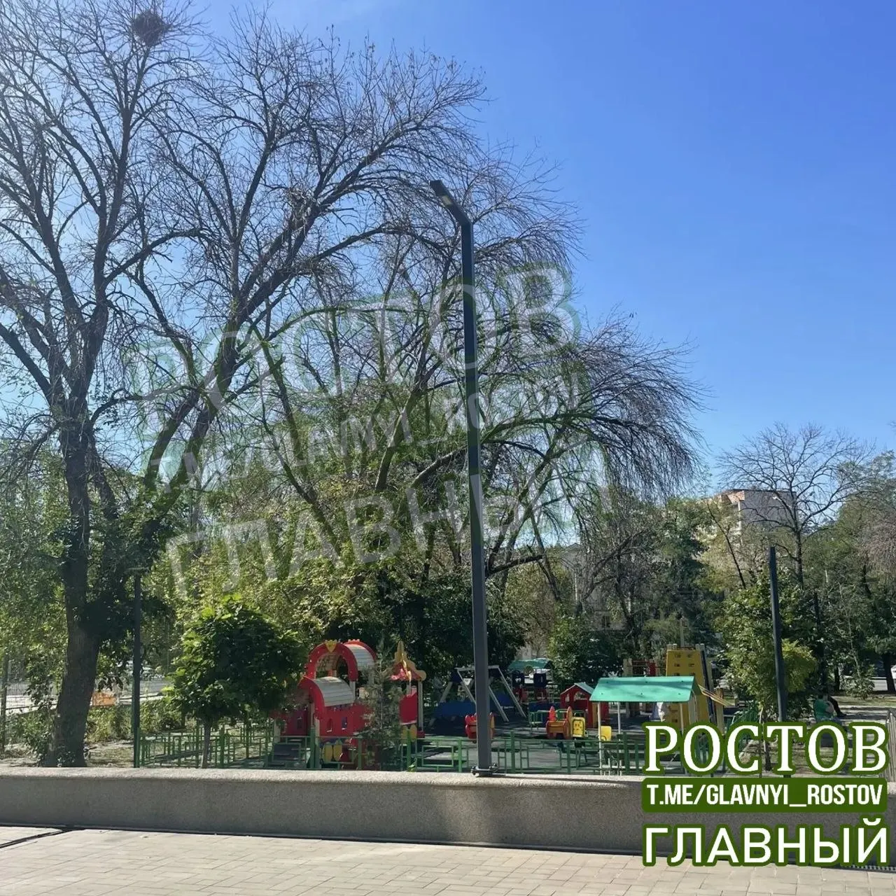 Жители района жалуются на опасную ситуацию: над площадкой нависают сухие деревья, обращения к управляющей компании остаются без решения.