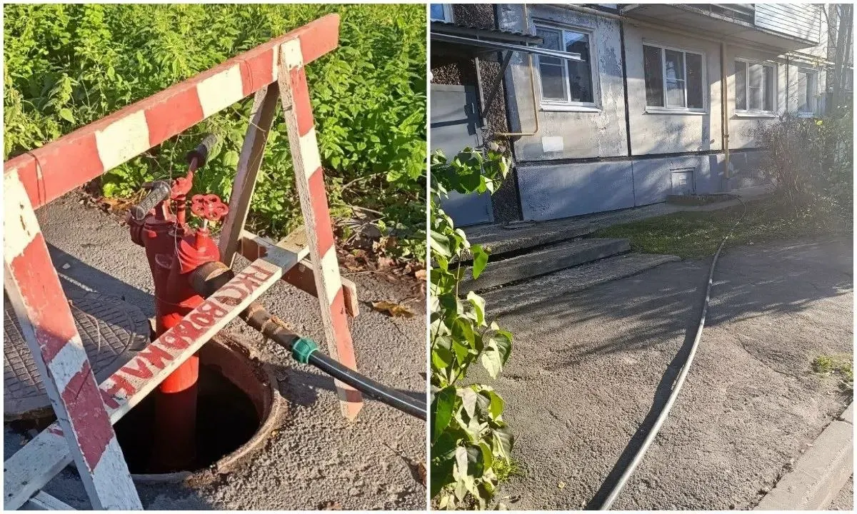 В Петрозаводске многоквартирный дом подключили к пожарному гидранту из-за прогнившей трубы; жильцы требуют скорейшего решения и уверенного водоснабжения до наступления морозов.